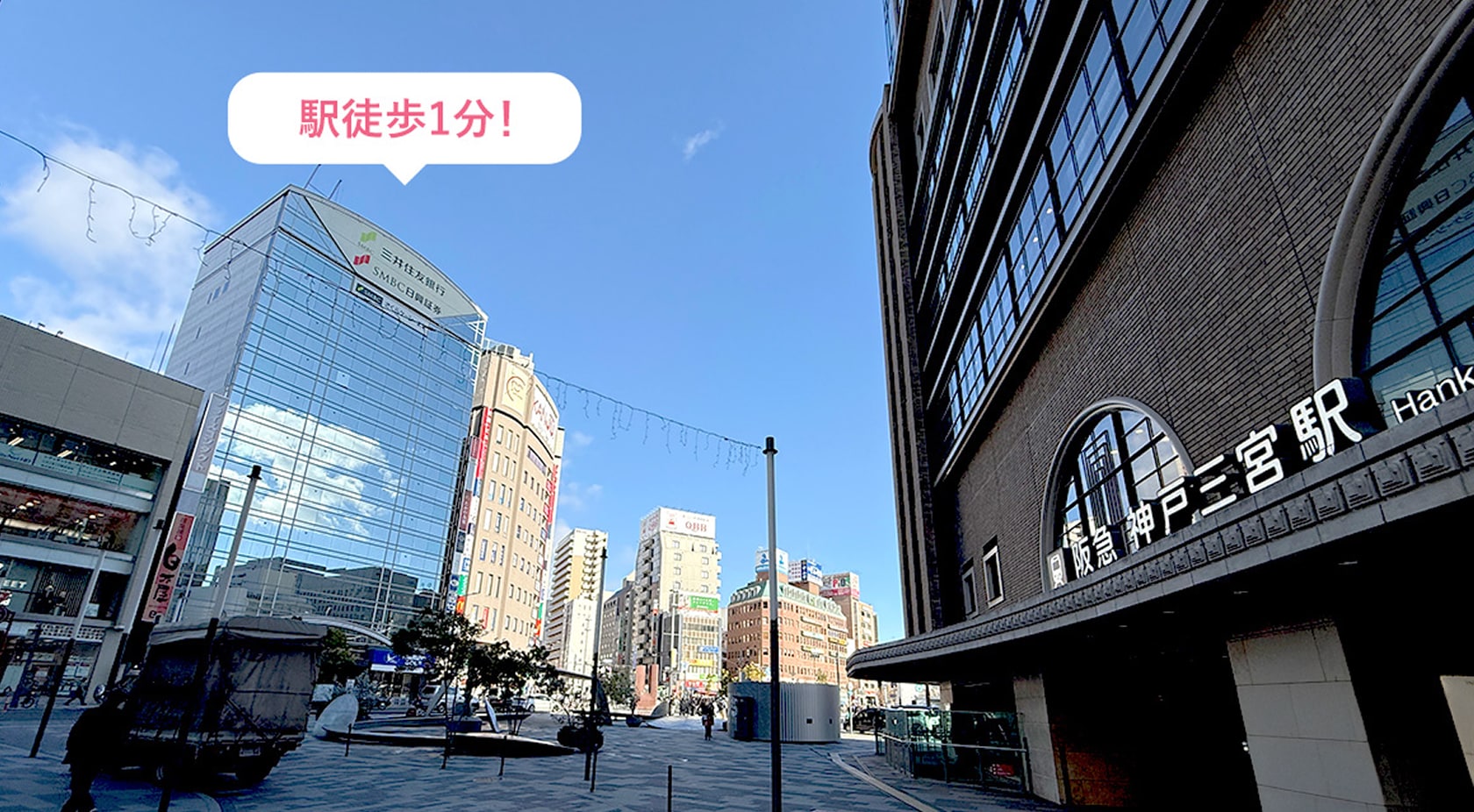 三ノ宮駅から徒歩一分、さくら三神ビルの外観写真